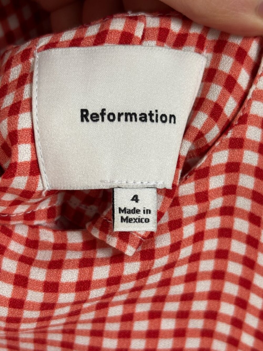 Reformation Rosemond Dress Strawberry Check Gingham 4 Red White Mini Open Back - Picture 9 of 9